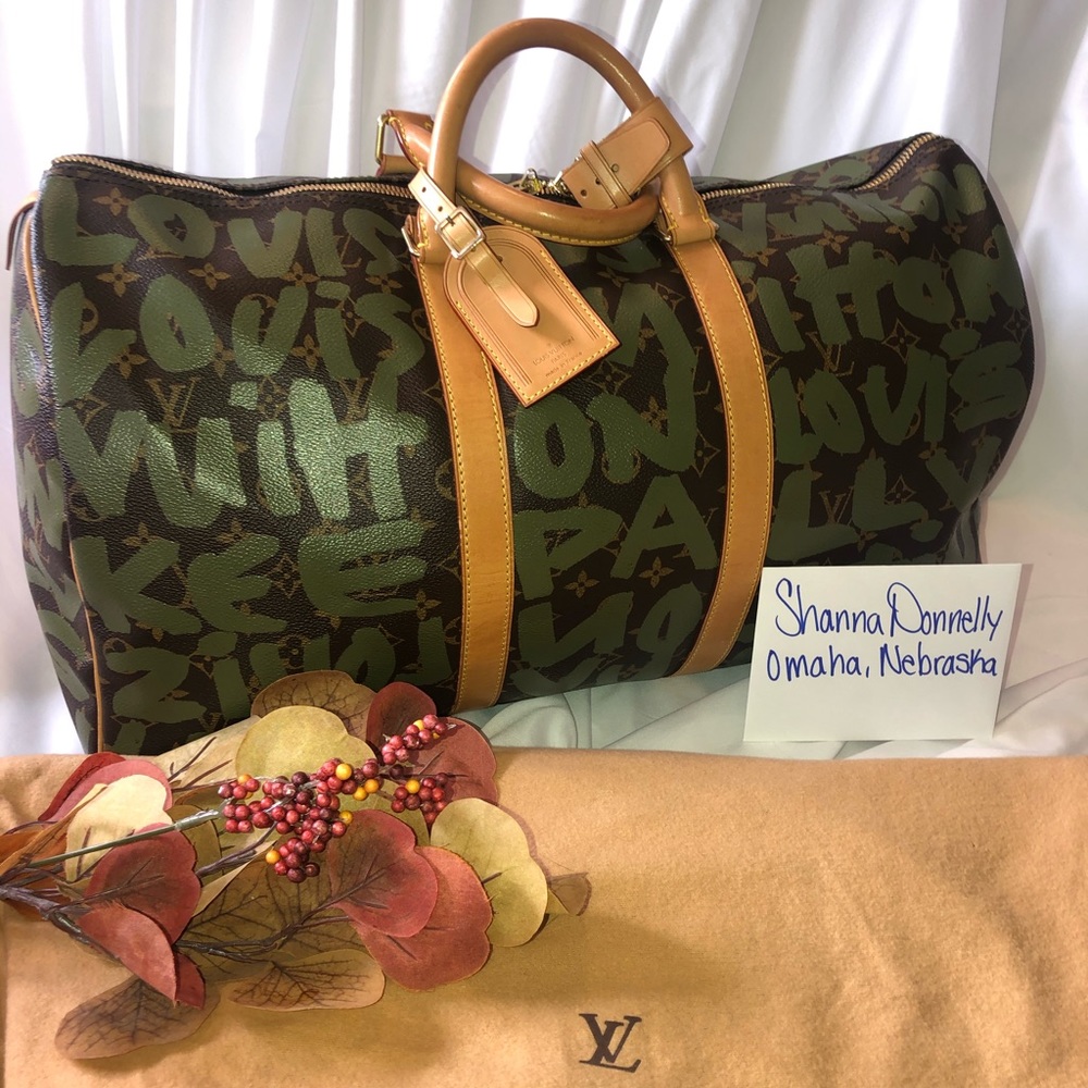Keepall 50 LV limited edition dark green graffiti
